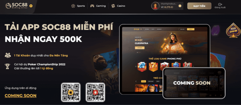 Tải App SOC88 miễn phí, nhận thưởng 500k ngay hôm nay!